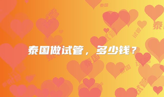 泰国做试管，多少钱？