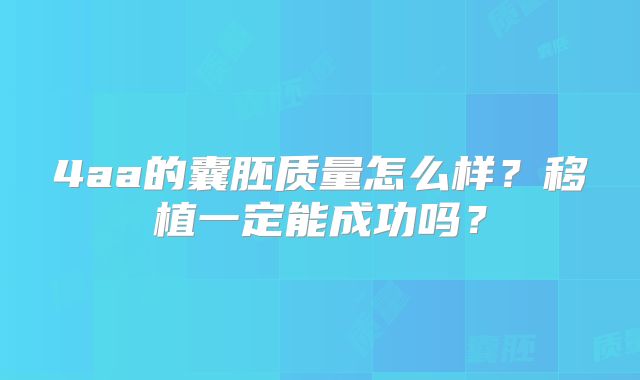 4aa的囊胚质量怎么样?移植一定能成功吗?