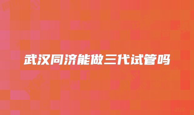 武汉同济能做三代试管吗