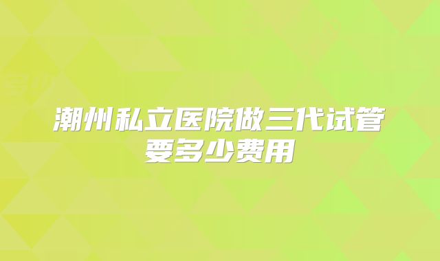 潮州私立医院做三代试管要多少费用