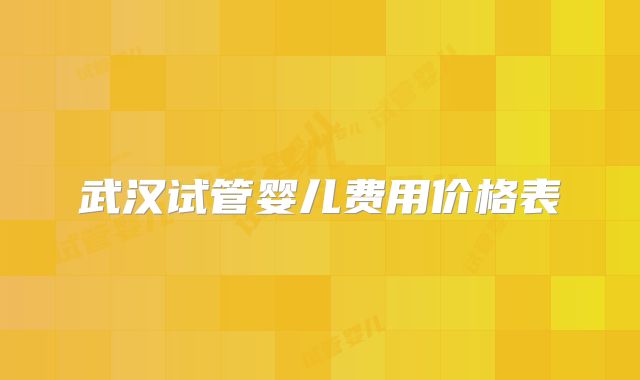 武汉试管婴儿费用价格表
