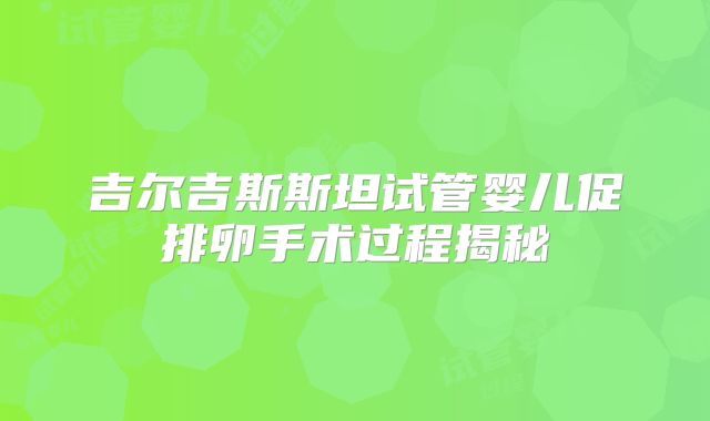 吉尔吉斯斯坦试管婴儿促排卵手术过程揭秘