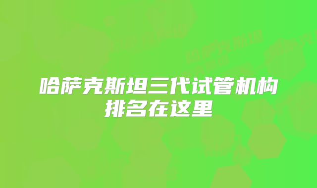 哈萨克斯坦三代试管机构排名在这里