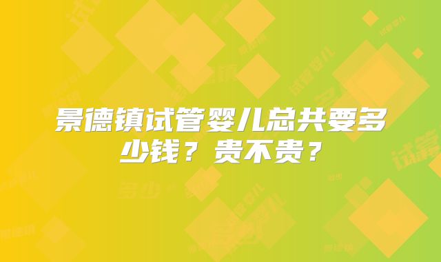景德镇试管婴儿总共要多少钱？贵不贵？