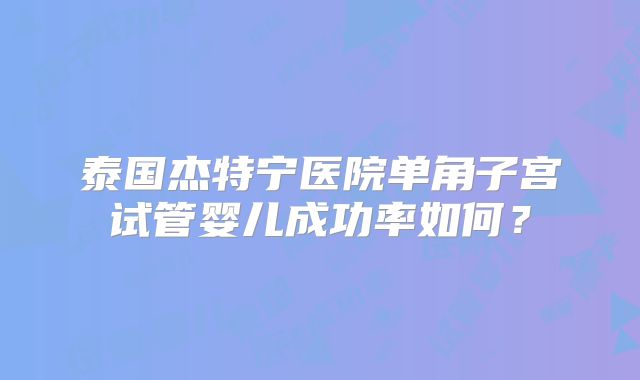 泰国杰特宁医院单角子宫试管婴儿成功率如何？