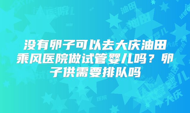 没有卵子可以去大庆油田乘风医院做试管婴儿吗?卵子供需要排队吗