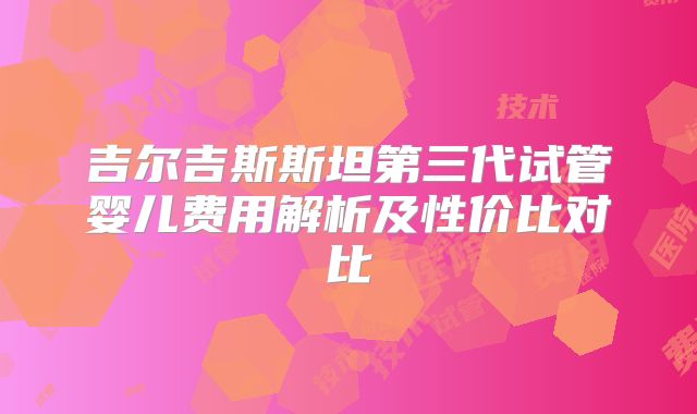 吉尔吉斯斯坦第三代试管婴儿费用解析及性价比对比