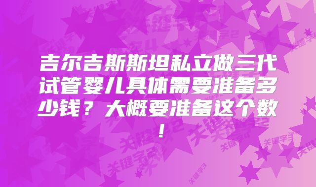 吉尔吉斯斯坦私立做三代试管婴儿具体需要准备多少钱?大概要准备这个数!