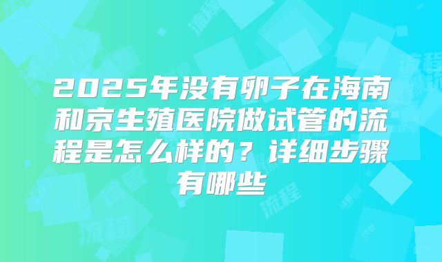 2025年没有卵子在海南和京生殖医院做试管的流程是怎么样的?详细步骤有哪些