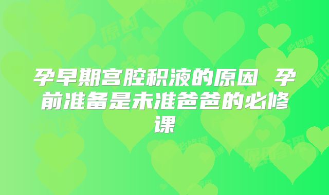孕早期宫腔积液的原因 孕前准备是未准爸爸的必修课