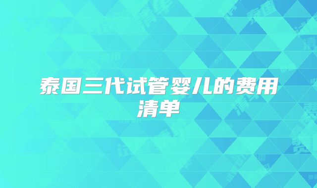 泰国三代试管婴儿的费用清单