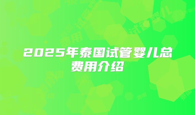 2025年泰国试管婴儿总费用介绍