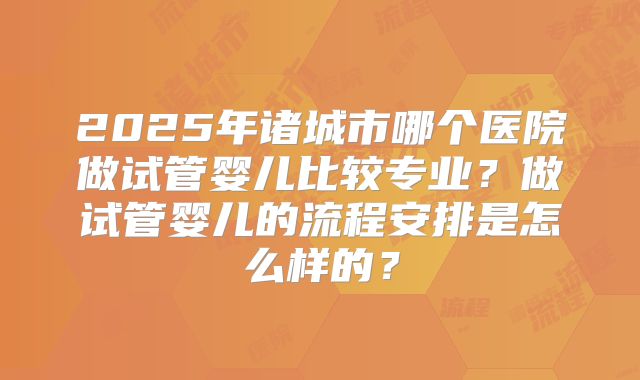 2025年诸城市哪个医院做试管婴儿比较专业？做试管婴儿的流程安排是怎么样的？