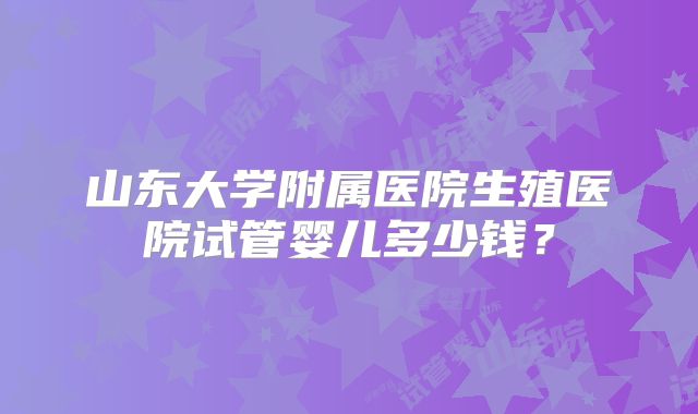 山东大学附属医院生殖医院试管婴儿多少钱？