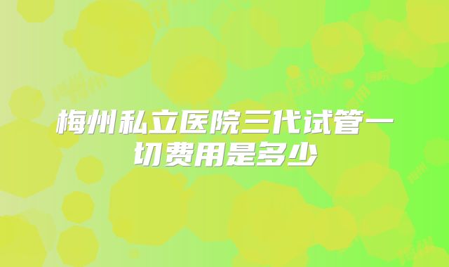 梅州私立医院三代试管一切费用是多少