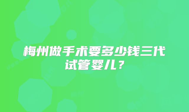 梅州做手术要多少钱三代试管婴儿？