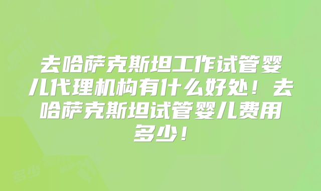 去哈萨克斯坦工作试管婴儿代理机构有什么好处！去哈萨克斯坦试管婴儿费用多少！