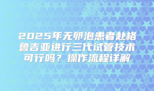 2025年无卵泡患者赴格鲁吉亚进行三代试管技术可行吗？操作流程详解