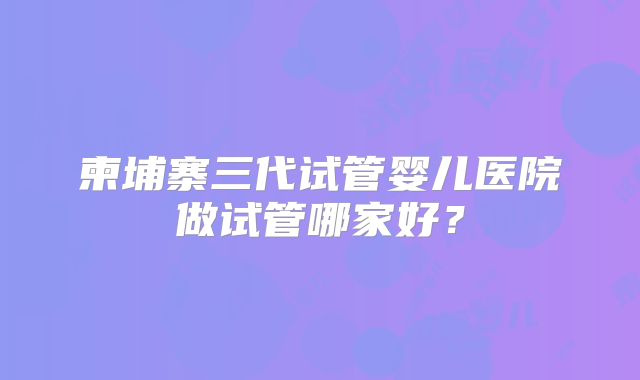 柬埔寨三代试管婴儿医院做试管哪家好？