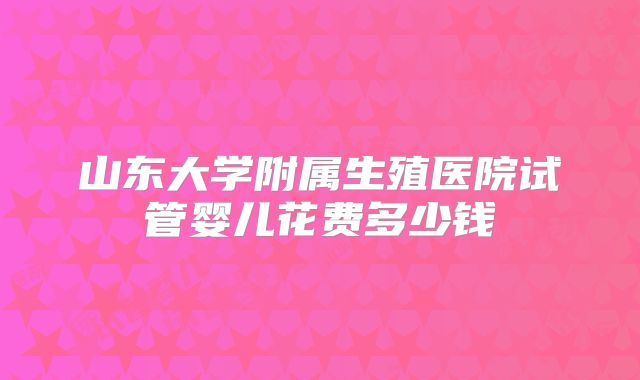 山东大学附属生殖医院试管婴儿花费多少钱