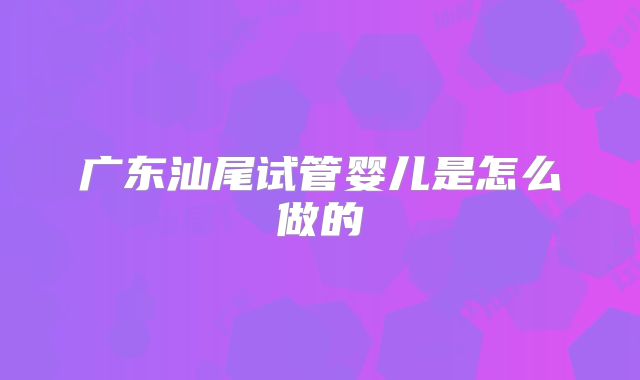 广东汕尾试管婴儿是怎么做的