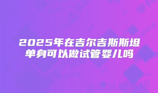 2025年在吉尔吉斯斯坦单身可以做试管婴儿吗