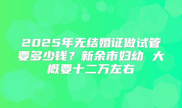 2025年无结婚证做试管要多少钱?新余市妇幼 大概要十二万左右
