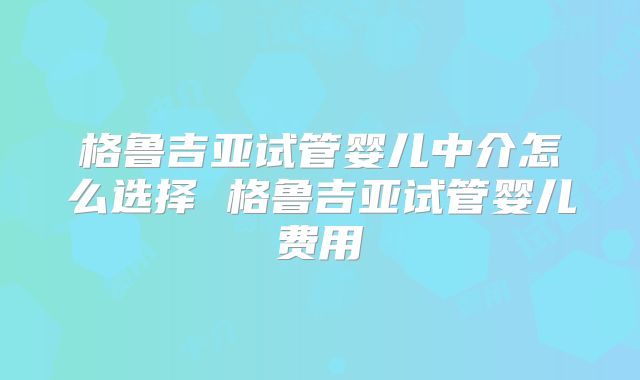 格鲁吉亚试管婴儿中介怎么选择 格鲁吉亚试管婴儿费用