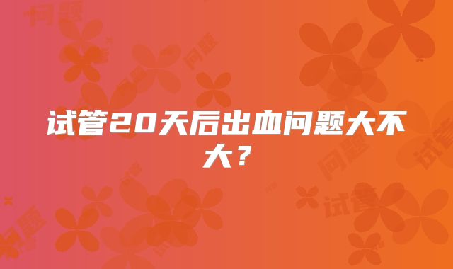 试管20天后出血问题大不大？