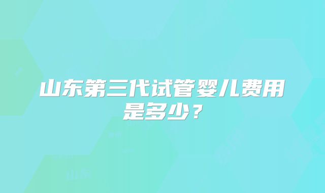 山东第三代试管婴儿费用是多少？