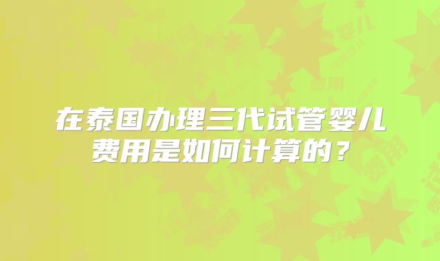 在泰国办理三代试管婴儿费用是如何计算的？
