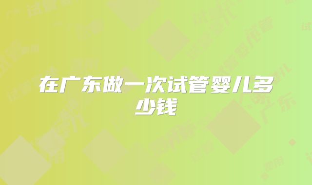 在广东做一次试管婴儿多少钱