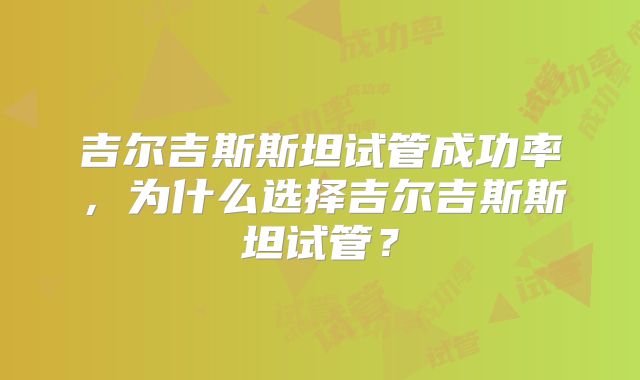 吉尔吉斯斯坦试管成功率，为什么选择吉尔吉斯斯坦试管？