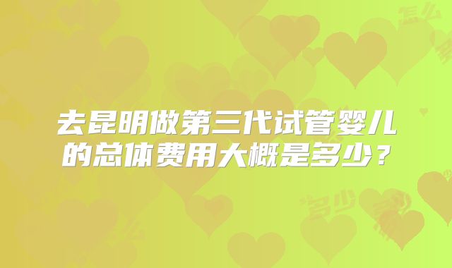 去昆明做第三代试管婴儿的总体费用大概是多少？