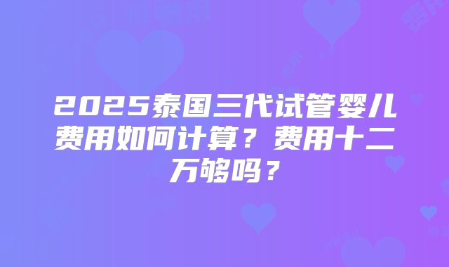 2025泰国三代试管婴儿费用如何计算?费用十二万够吗?