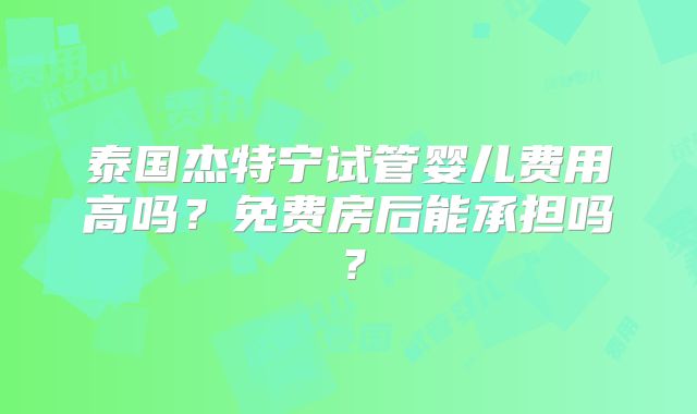 泰国杰特宁试管婴儿费用高吗？免费房后能承担吗？