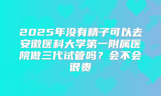2025年没有精子可以去安徽医科大学第一附属医院做三代试管吗?会不会很贵
