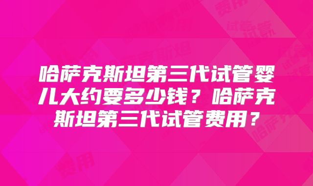 哈萨克斯坦第三代试管婴儿大约要多少钱?哈萨克斯坦第三代试管费用?
