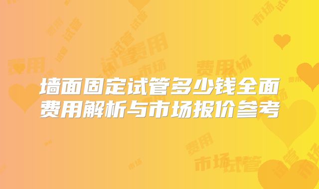 墙面固定试管多少钱全面费用解析与市场报价参考