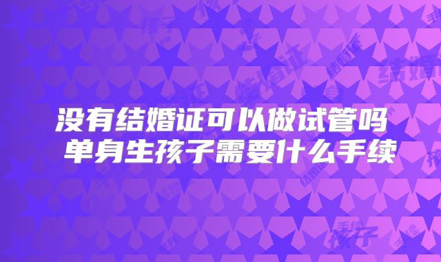 没有结婚证可以做试管吗 单身生孩子需要什么手续