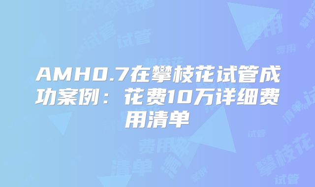 AMH0.7在攀枝花试管成功案例:花费10万详细费用清单