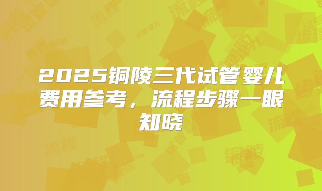 2025铜陵三代试管婴儿费用参考，流程步骤一眼知晓