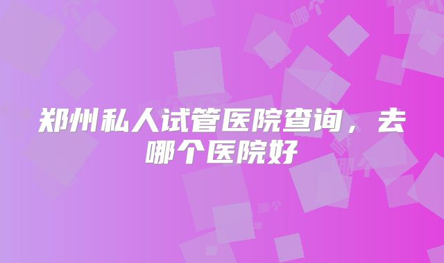 郑州私人试管医院查询，去哪个医院好