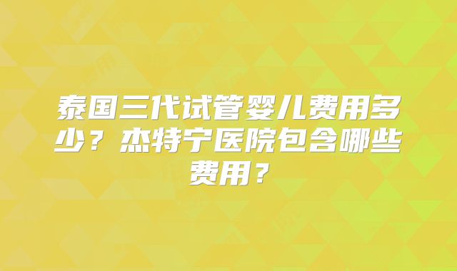 泰国三代试管婴儿费用多少？杰特宁医院包含哪些费用？
