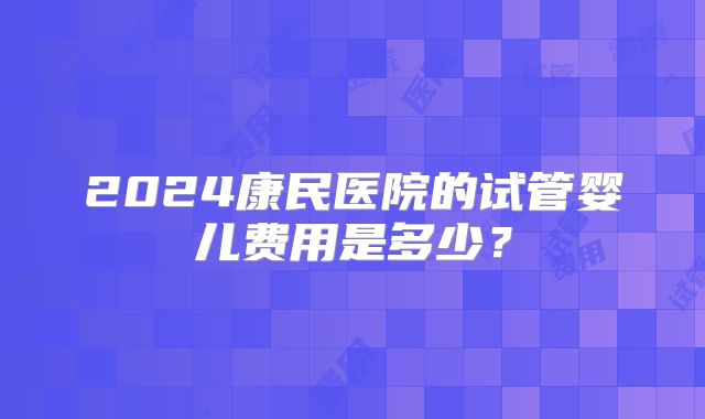 2024康民医院的试管婴儿费用是多少?