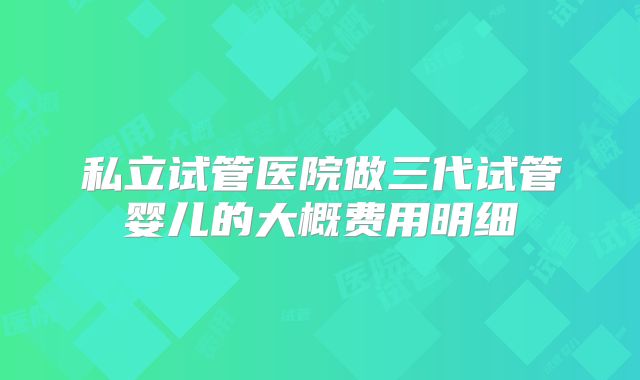 私立试管医院做三代试管婴儿的大概费用明细