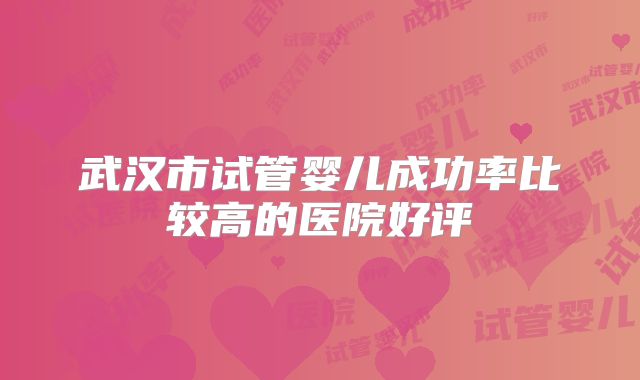 武汉市试管婴儿成功率比较高的医院好评
