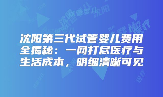 沈阳第三代试管婴儿费用全揭秘：一网打尽医疗与生活成本，明细清晰可见