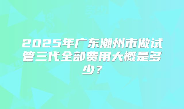 2025年广东潮州市做试管三代全部费用大概是多少？