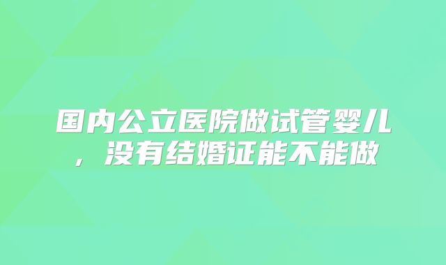 国内公立医院做试管婴儿，没有结婚证能不能做